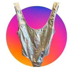Boutique Women’s Size Small Silver Iridescent Bodysuit NWT Rave Festival Wear